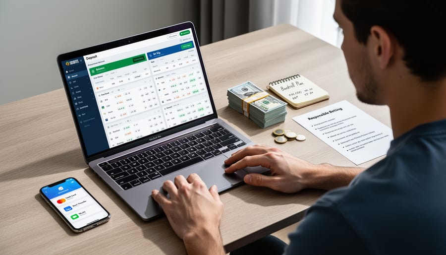 Canadian currency and payment methods arranged on table for sports betting
