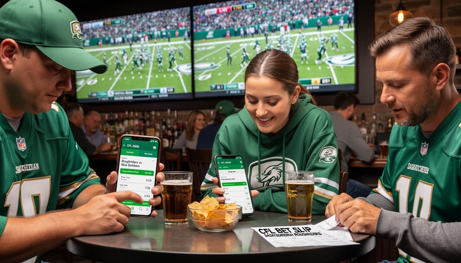 Saskatchewan Roughriders football game action at Mosaic Stadium with crowd