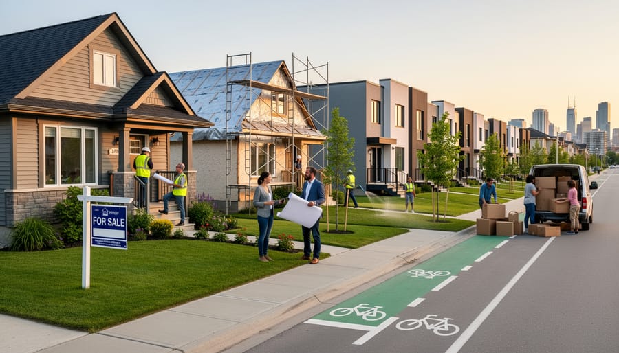 Winter street view of residential homes in a Saskatoon neighbourhood